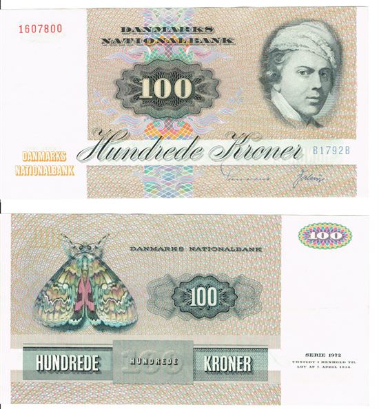 Seddel: 100 kr. 1979 B1792B i kv. 1+ - 01