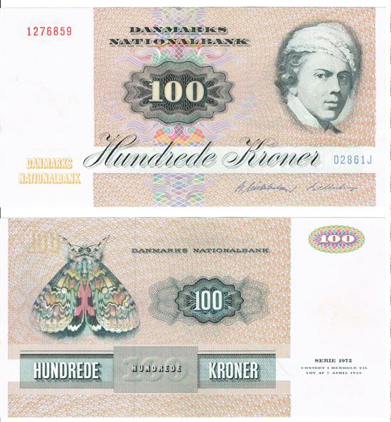 Seddel: 100 kr. 1986 D2861J i kv. 01