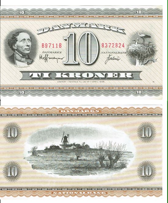 Seddel: 10 kr. 1971 B9711B i kv. 01 - 0