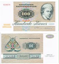 Seddel: 100 kr. 1984 C4832B i kv. 01