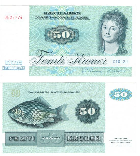 Seddel: 50 kr. 1985 C4852J i kv. 01 - 0