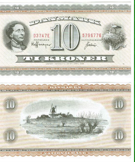 Seddel: 10 kr. 1974 D3747E i kv. 01 - 0
