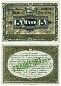 Seddel: Tyskland 5 mark 1917 i kv. 1+