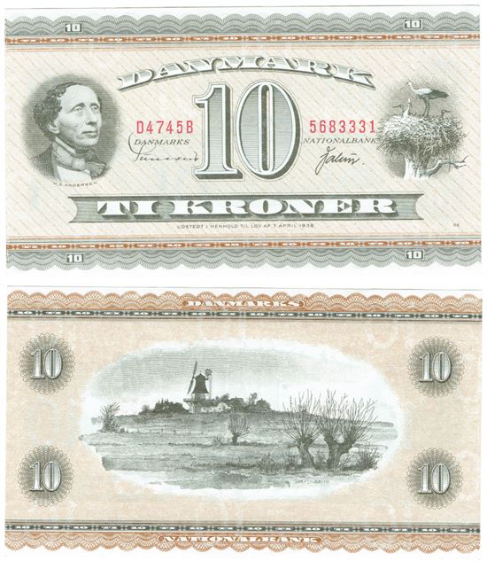 Seddel: 10 kr. 1974 D4745B i kv. 01 - 0