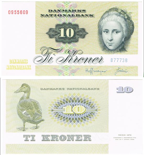 Seddel: 10 kr. 1977 B5773B i kv. 0