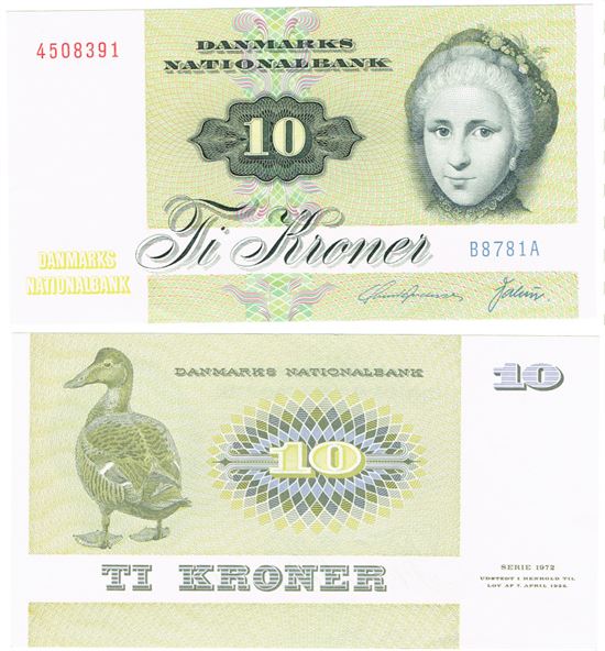 Seddel: 10 kr. 1978 B8781A i kv. 01 - 0