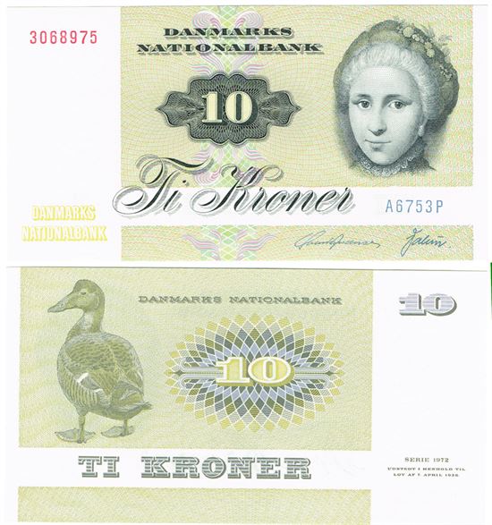 Seddel: 10 kr. 1975 A6753P i kv. 0