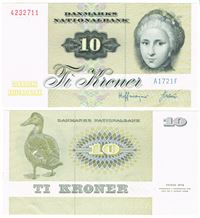 Seddel: 10 kr. 1972 A1721F i kv. 01