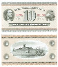 Seddel: 10 kr. 1974 D4743A i kv. 1+