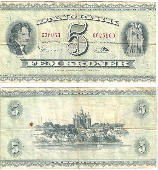 Seddel: 5 kr. 1960 C3606B i kv. 1