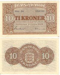 Seddel: 10 kr. 1944 bogstav BC i kv. 01 - 0