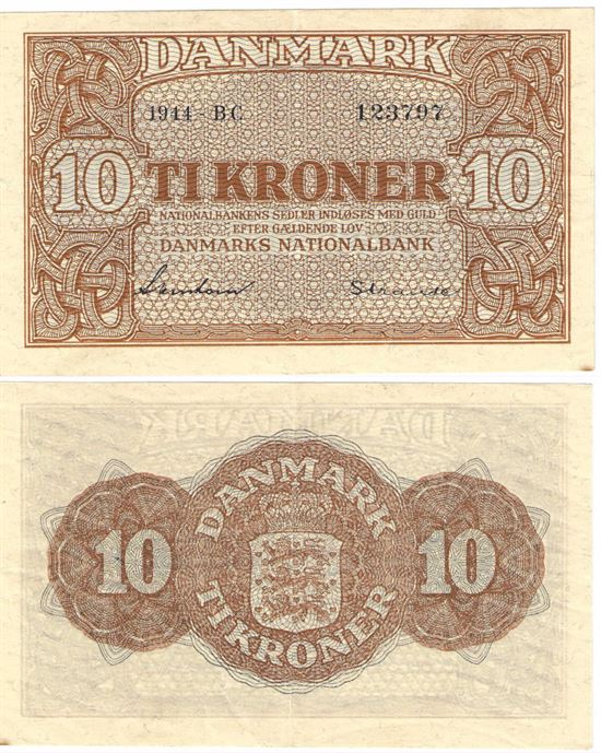 Seddel: 10 kr. 1944 bogstav BC i kv. 01 - 0