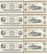 Seddel: 10 kr. 1967 K9672F i kv. 0 - 4 stk. fortløbende nr.