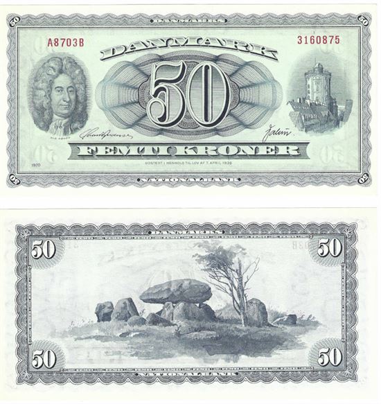 Seddel: 50 kr. 1970 A8703B i kv. 0