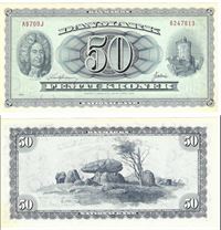Seddel: 50 kr. 1970 A9700J i kv. 01 - 0 - erstatningsseddel