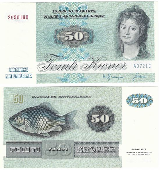 Seddel: 50 kr. 1972 A0721C i kv. 0