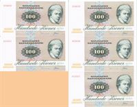 Seddel: 100 kr. 1978 A8782 i kv. 0 5 stk. 